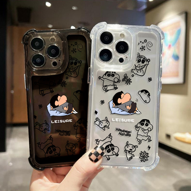 เคสโทรศัพท์โปร่งใสป้องกันการตกและทนทาน for iPhone11 12 13 14 15 16 Pro Max XR XS X 7/8Pนอนหลับเสี่ยวซิน