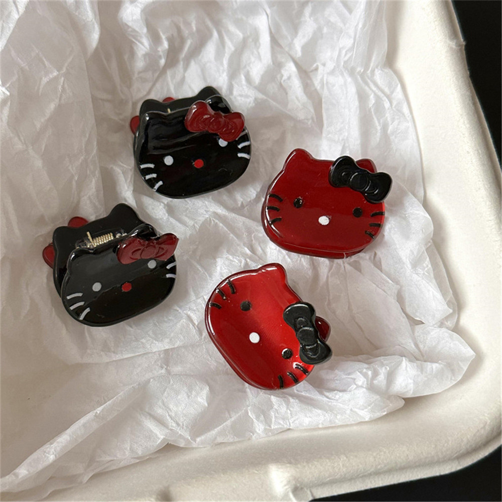 ใหม่สีดําสีแดง เคที แมวขนาดเล็กเกาคลิปเกาหลีผมม้าคลิปผมหวานน่ารักอุปกรณ์ผมสาว - รูปที่ 7