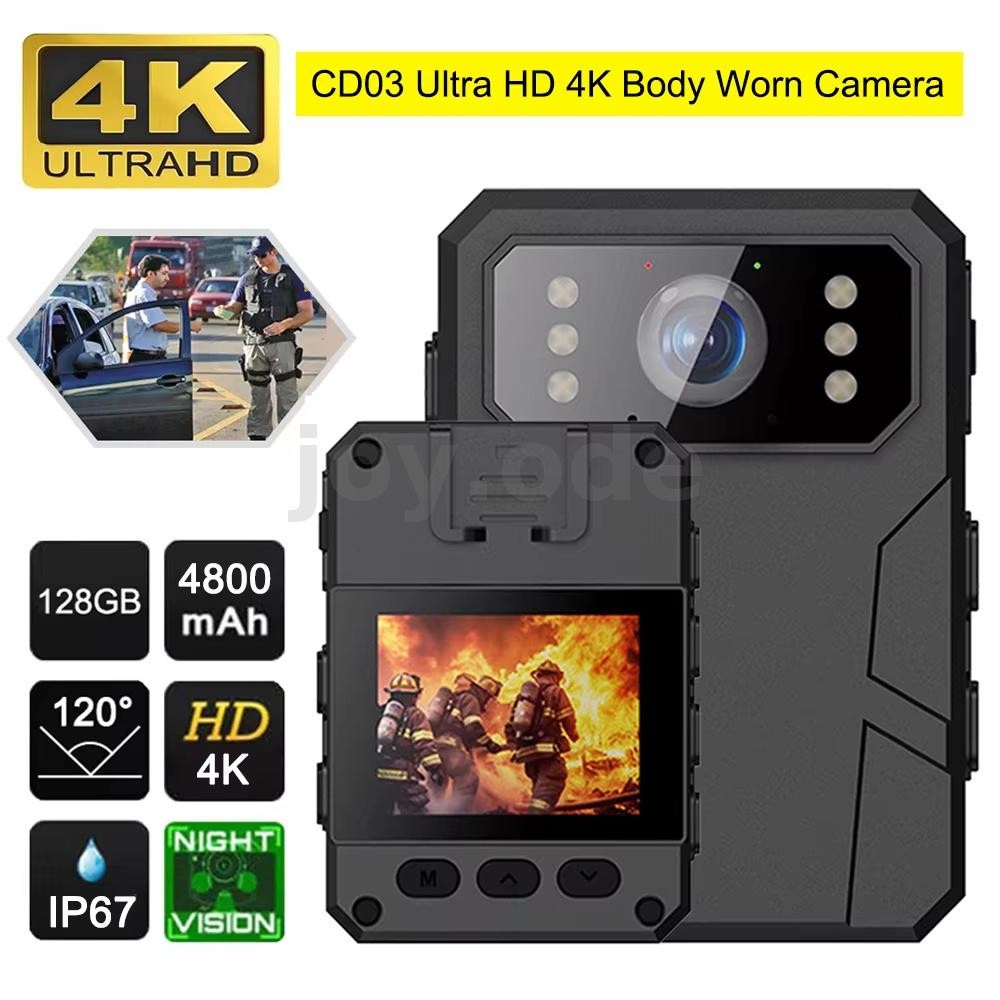 4k Hd Mini Camera Police Recorder พร้อมหน้าจอ Hd Ips กล้องตํารวจ Hd สามารถสวมใส่กล้องร่างกายแบบพกพาได้
