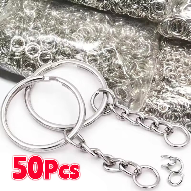 20/50 ชิ้น Silver-Plated Key แหวน - แยกแหวนพวงกุญแจจี้ - DIY Handmade เครื่องประดับอุปกรณ์เสริม