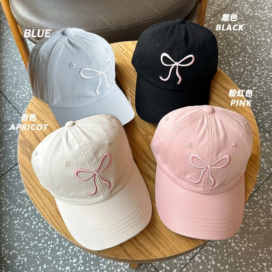 หมวกแก็ป (ปักโบว์) หมวกเบสบอล แฟชั่นเกาหลี cotton cap (มี 4สี)(พร้อมส่งใน 2 วัน)