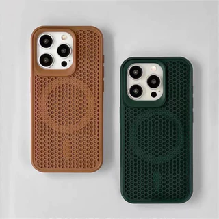 Minimal การกระจายความร้อนตาข่ายระบายอากาศเคสโทรศัพท์แม่เหล็กสําหรับiPhone 11 14 16 Pro Max 15 12 13 Pro Max Plus