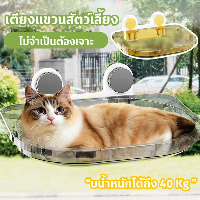 เตียงแขวนแมว เตียงแขวนสัตว์เลี้ยง กับติดผนัง ไม่จำเป็นต้องเจาะ รับน้ำหนักได้ถึง 40kg ถ้วยดูดที่มีประสิทธิภาพ