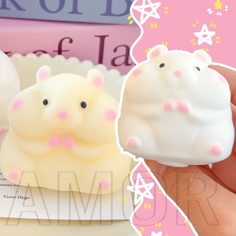 ของเล่นบีบหนูแฮมสเตอร์ - ของขวัญเซอร์ไพรส์สําหรับเพื่อนที่ดีที่สุด ครอบครัว - รีบาวด์ช้า นุ่ม - สําหรับเด็กของเล่นบีบอัดผู้ใหญ่ - การ์ตูน น่ารัก - ของเล่นสกุชชี่หยิก