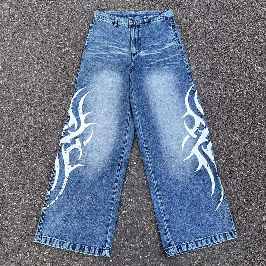 PannoFluxus กางเกงยีนส์ผู้ชาย American high street หลวมสบายๆอินเทรนด์สไตล์เป็นกลางสไตล์สตรีท - รูปที่ 3