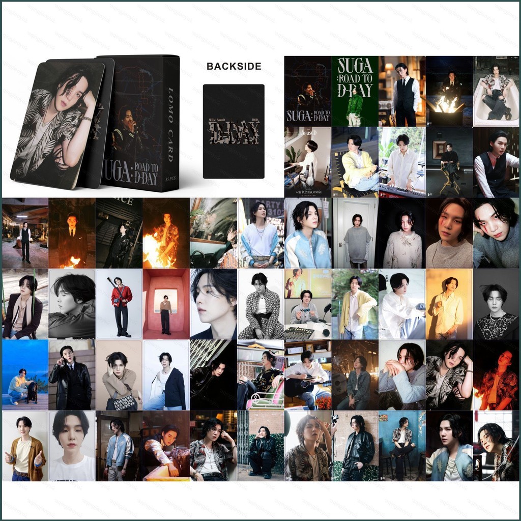 HQ2 55 ชิ้น/เซ็ต BTS SUGA การ์ด LOMO SUGA แผนที่วันที่ D อัลบั้มโปสการ์ดคอลเลกชัน KPOP Periphery QH2