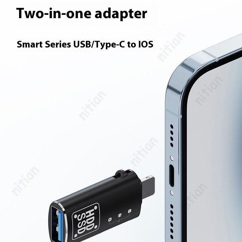อะแดปเตอร์ OTG 2-in-1 Type C เป็น IOS อะแดปเตอร์แปลง OTG สําหรับตัวแปลงการชาร์จและถ่ายโอนข้อมูล