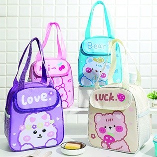 Lunch Cooler Bag Aluminium Bento Bag Dino And Bear Motif Korean Style Smile shop 936