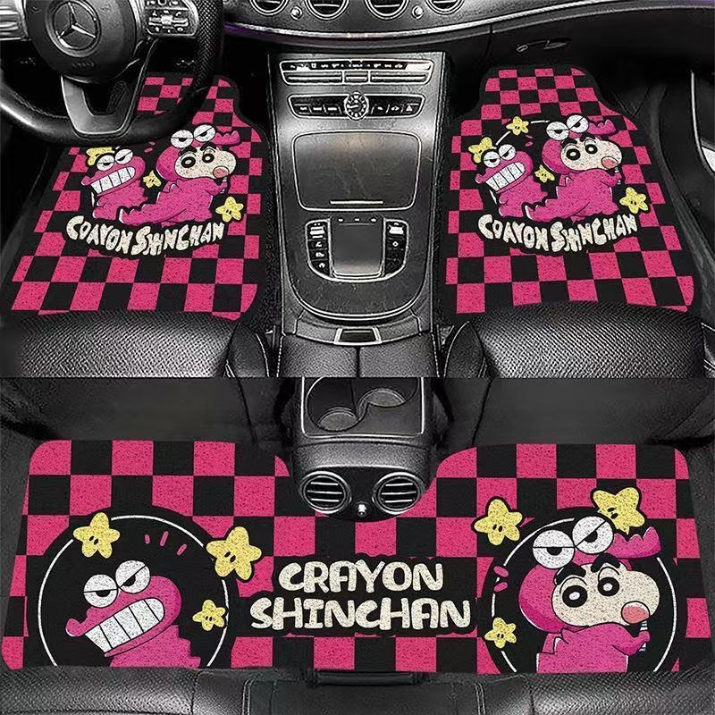 แผ่นปูพื้นรถยนต์ Crayon Shin-chan ทำความสะอาดง่าย ทนทานต่อการสึกหรอ กำจัดฝุ่น ทำความสะอาดง่าย แผ่นป้องกันภายในรถยนต์คริสตัลเวลเวท