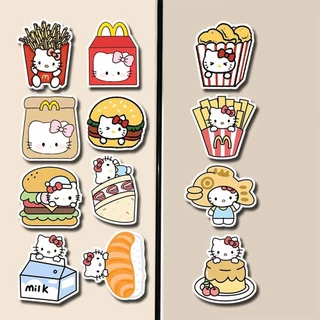 แม่เหล็กติดตู้เย็น Hello Kitty 12 ชิ้น Sanrio House Deco ตกแต่งน่ารักบนแม่เหล็กติดตู้เย็นสติกเกอร์
