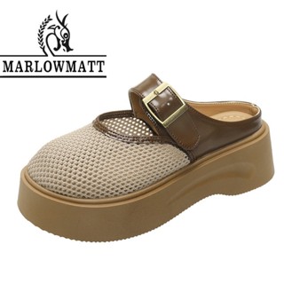 Marlowmatt สุภาพสตรีรองเท้าแตะตาข่ายผ้าใบความสูง 6 ซม.Breath…