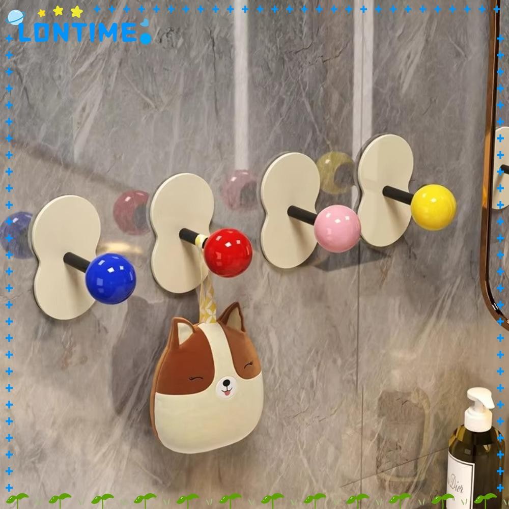 LONTIME ตะขอกาว Dopamine, Wall Mount Home Storage Accessories ตะขอแขวน, ตะขอติดผนังกาวห้องน้ําสําหรับงานหนักแบบไม่ต้องเจาะสีสันสดใส