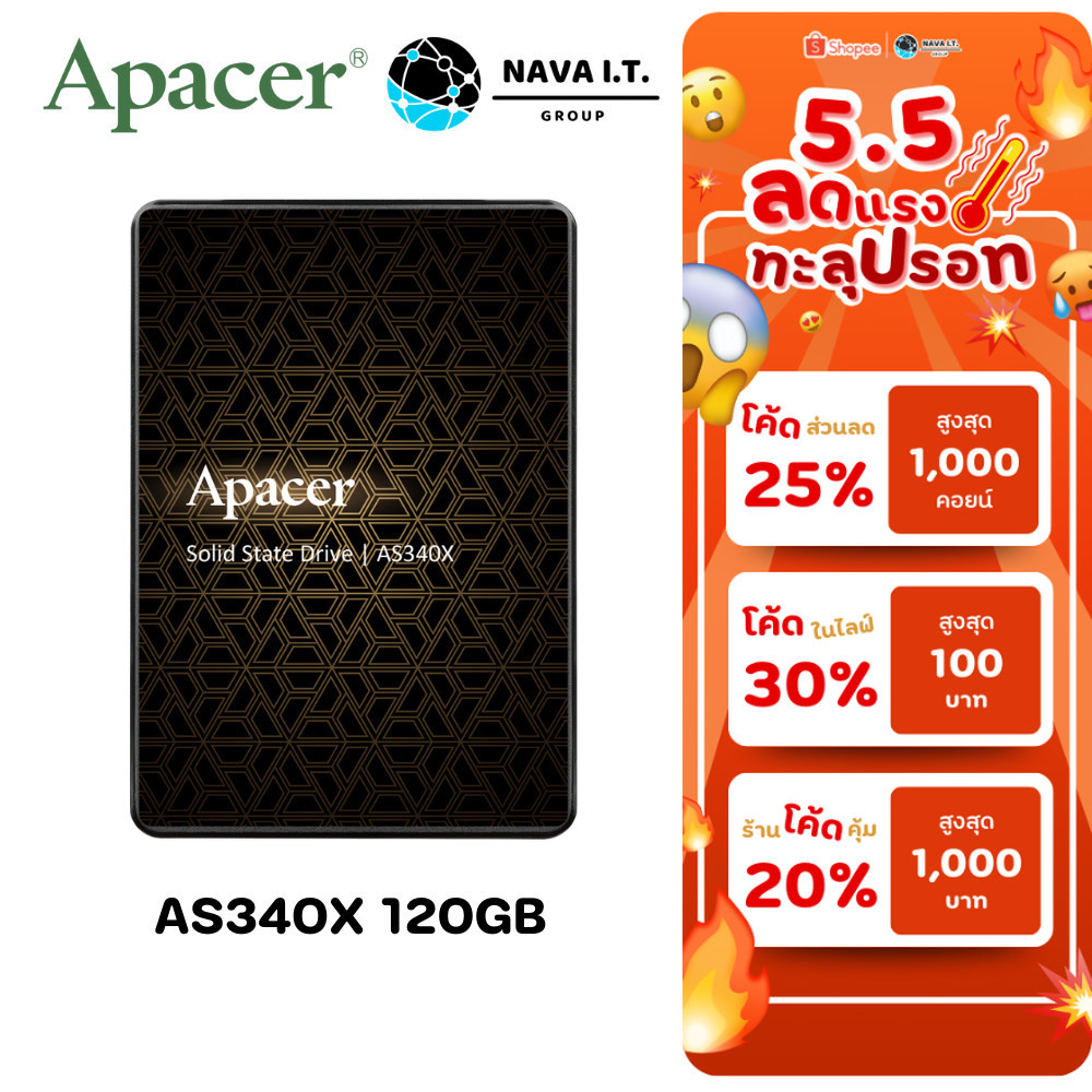 APACER SSD SATA 2.5 AS340X 120GB - 480GB (AP480GAS340XC-1) เอสเอสดี