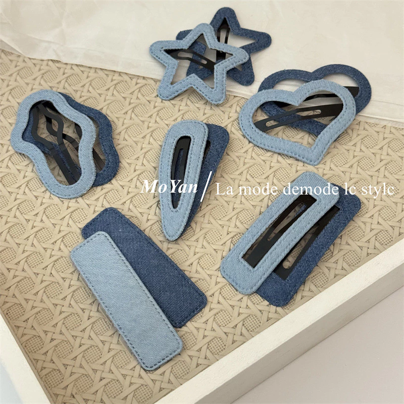 เวอร์ชั่นเกาหลี Simple Denim Art bb Clip Love Bangs Side Clip กิ๊บติดผม