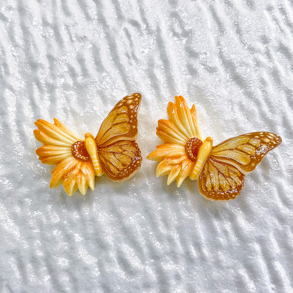 10 ชิ้นน่ารักดอกไม้ที่มีสีสันผีเสื้อ Flatback เรซิ่น Cabochon Scrapbooking Craft DIY เครื่องประดับผม Bows อุปกรณ์เสริม - รูปที่ 6