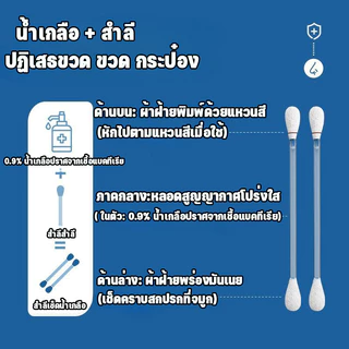 พร้อมส่ง ก้านฝ้าย ก้านผ้าฝ้ายน้ำเกลือ 50pcs ทำความสะอาดหูและจมูก การดูแลฆ่าเชื้อโรค สะดวกในการพกพาทุกวัน