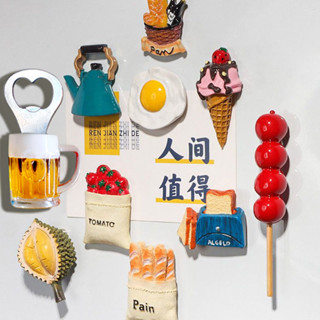 อาหารจําลองแม่เหล็กติดตู้เย็น 3ง ข้อความสติกเกอร์แม่เหล็กเคร…