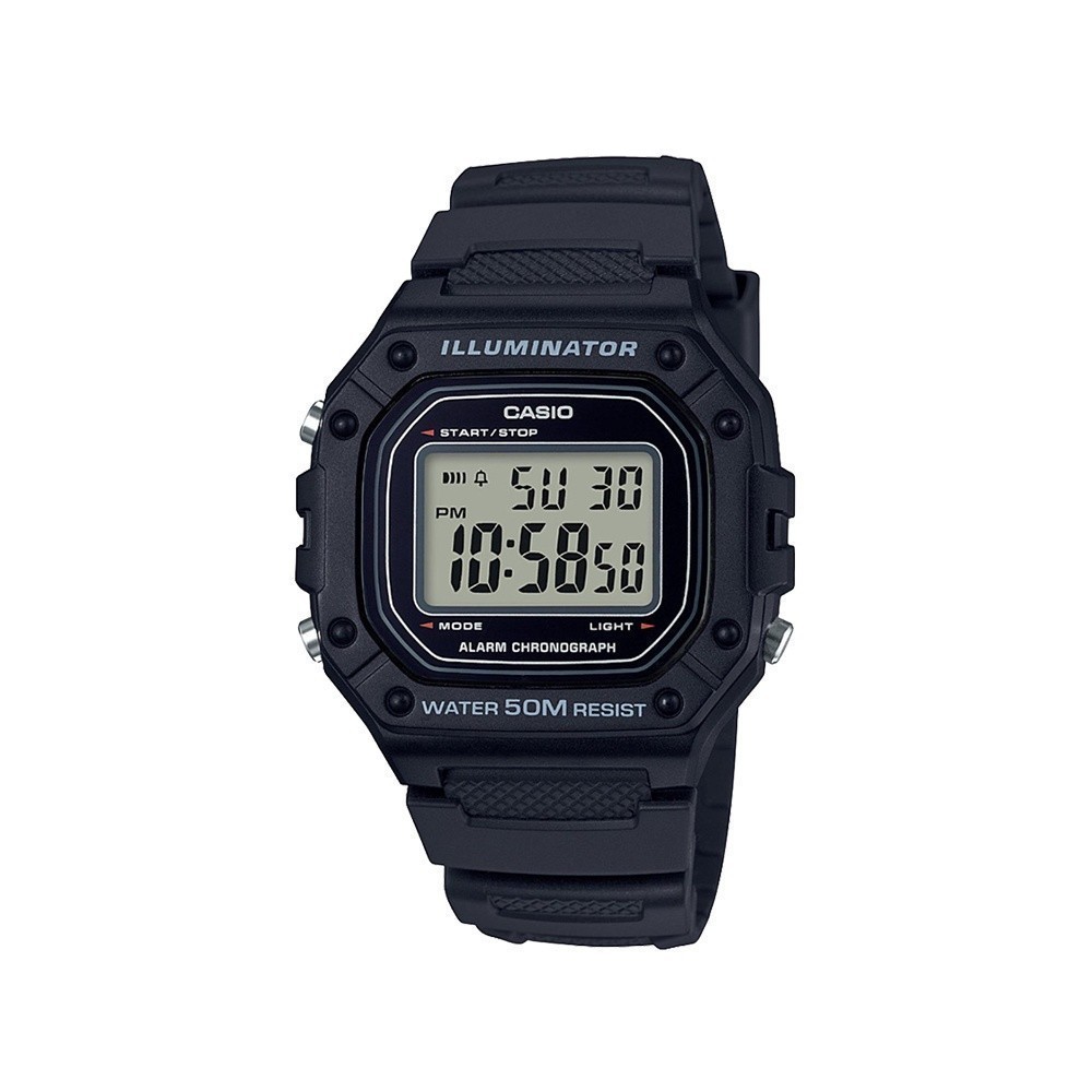 CASIO นาฬิกาข้อมือ CASIO รุ่น W-218H-1AVDF วัสดุเรซิ่น สีดำ