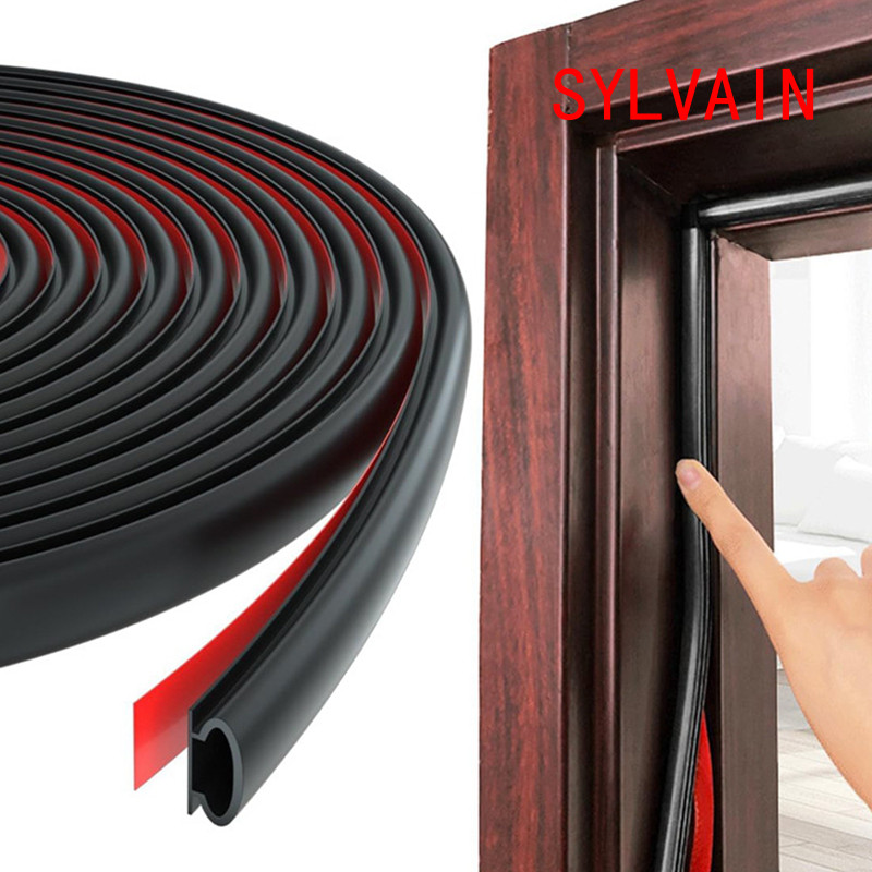 เครื่องปอกสภาพอากาศ แถบซีลประตู เสียงกาวในตัวและกันลม ป้องกันการชนกัน Draft Excluder สําหรับกรอบประตู หน้าต่าง (6M)
