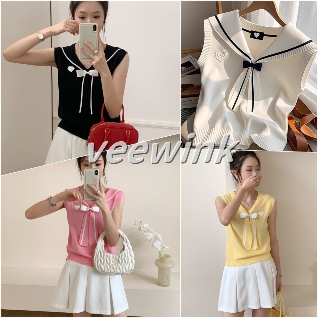 Veewink แฟชั่นผู้หญิง ริ้วไหมพรม เสื้อกร้าม การออกแบบโบว์ ยืด ใส่สบาย เซ็กซี่น่ารัก
