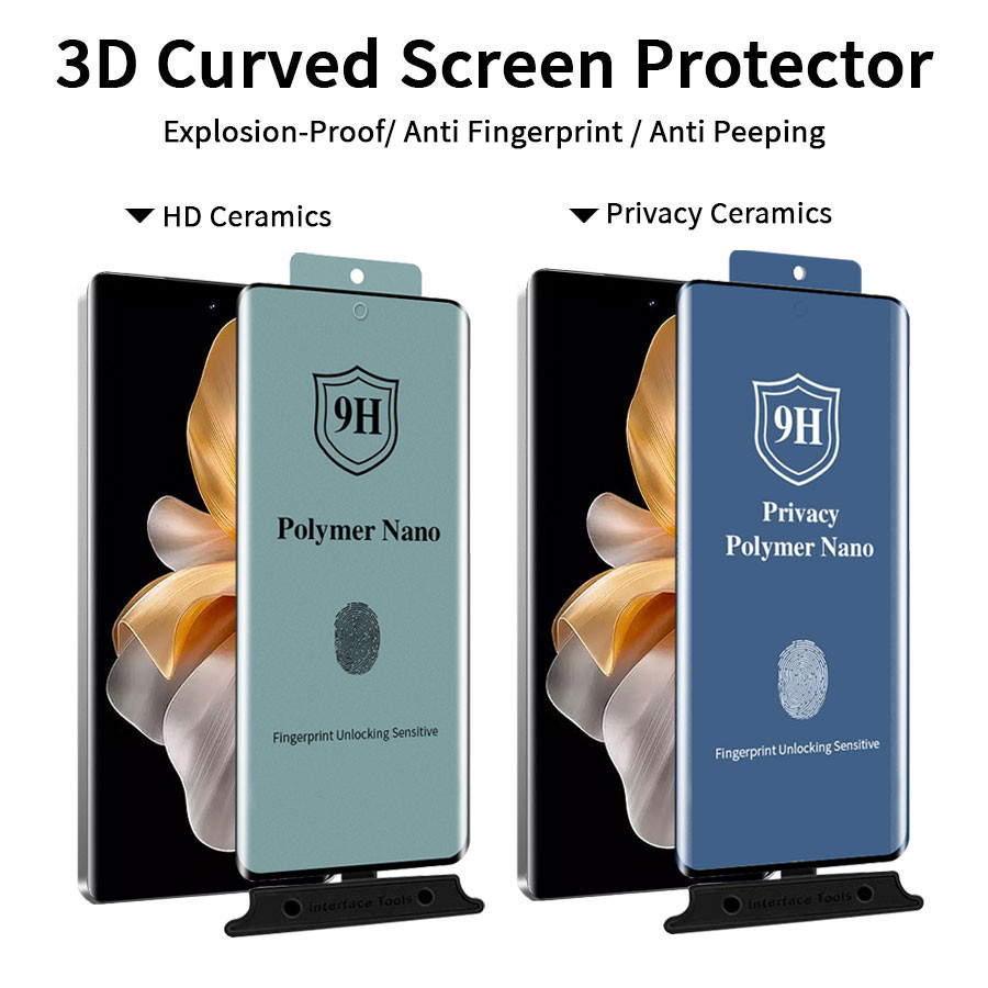 สําหรับVIVO V30 Pro 5G V25 V27 V29 Pro X60 X70 X80 X90 X100 X200 Pro Y78 Plusความเป็นส่วนตัวเซรามิคใสกระจกนิรภัยคลุมทั้งหมดนุ่มป้องกันหน้าจอฟิล์ม