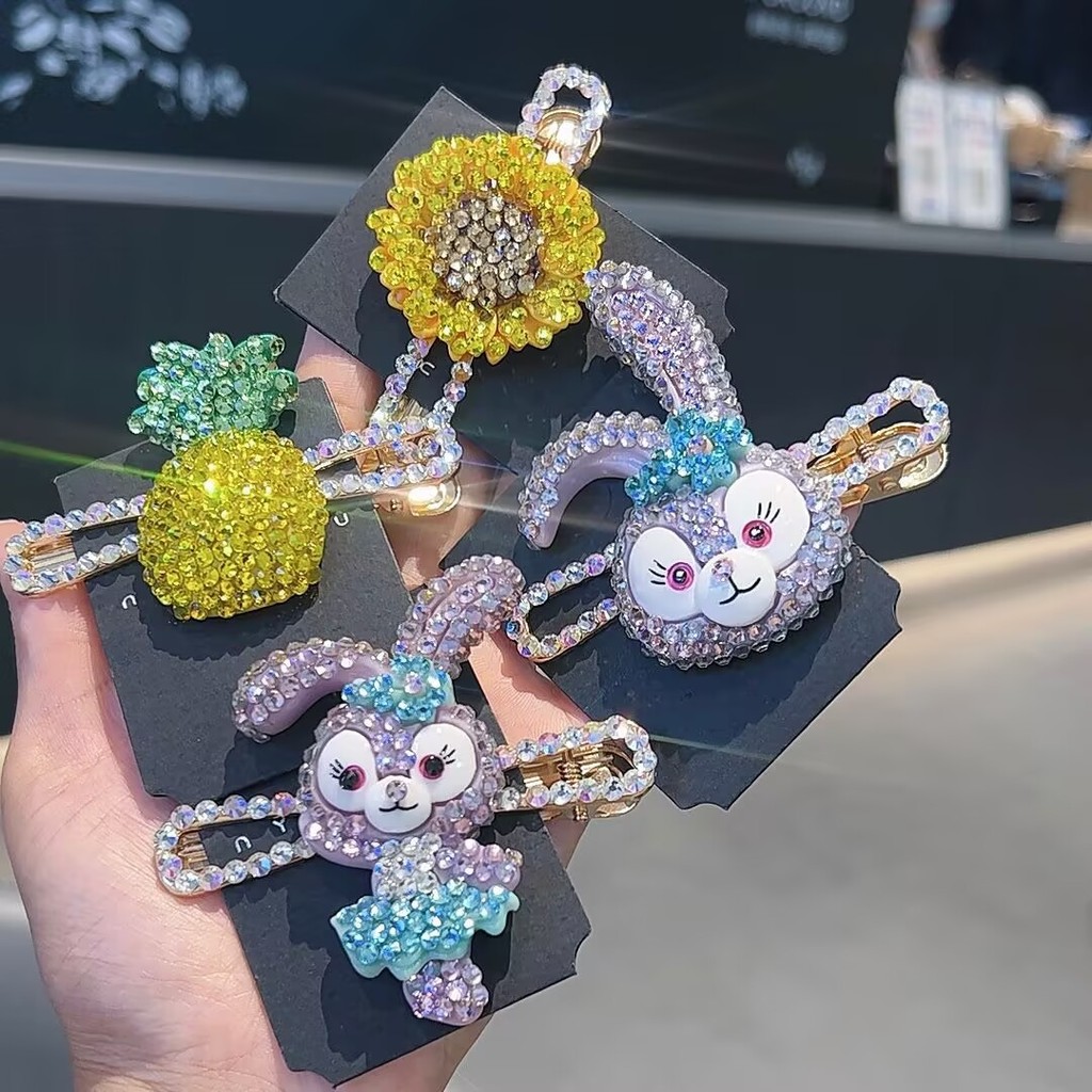 กิ๊บติดผม2025ซูเปอร์แฟลช rhinestone คลิปปากเป็ดคริสตัลกระต่ายน่ารัก
