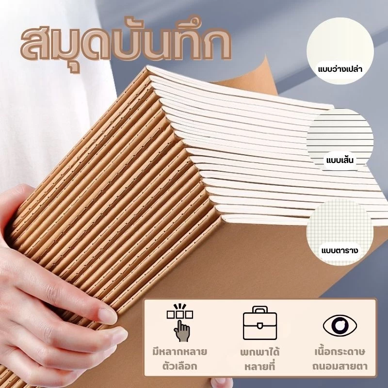 สมุดโน๊ต สมุด สมุดปกน้ำตาล สมุดปกดำ ขนาด A5/16K สมุดมีเส้น สมุดปกอ่อน เย็บด้าย สมุดจดบันทึก จดโน๊ต สมุดเขียนงาน พร้อมส่ง