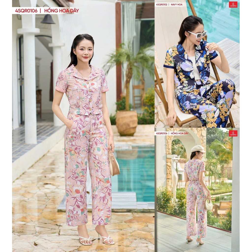 Cardina office and travel เซตผ้าลายและคอปกเสื้อกั๊ก 4SQR01