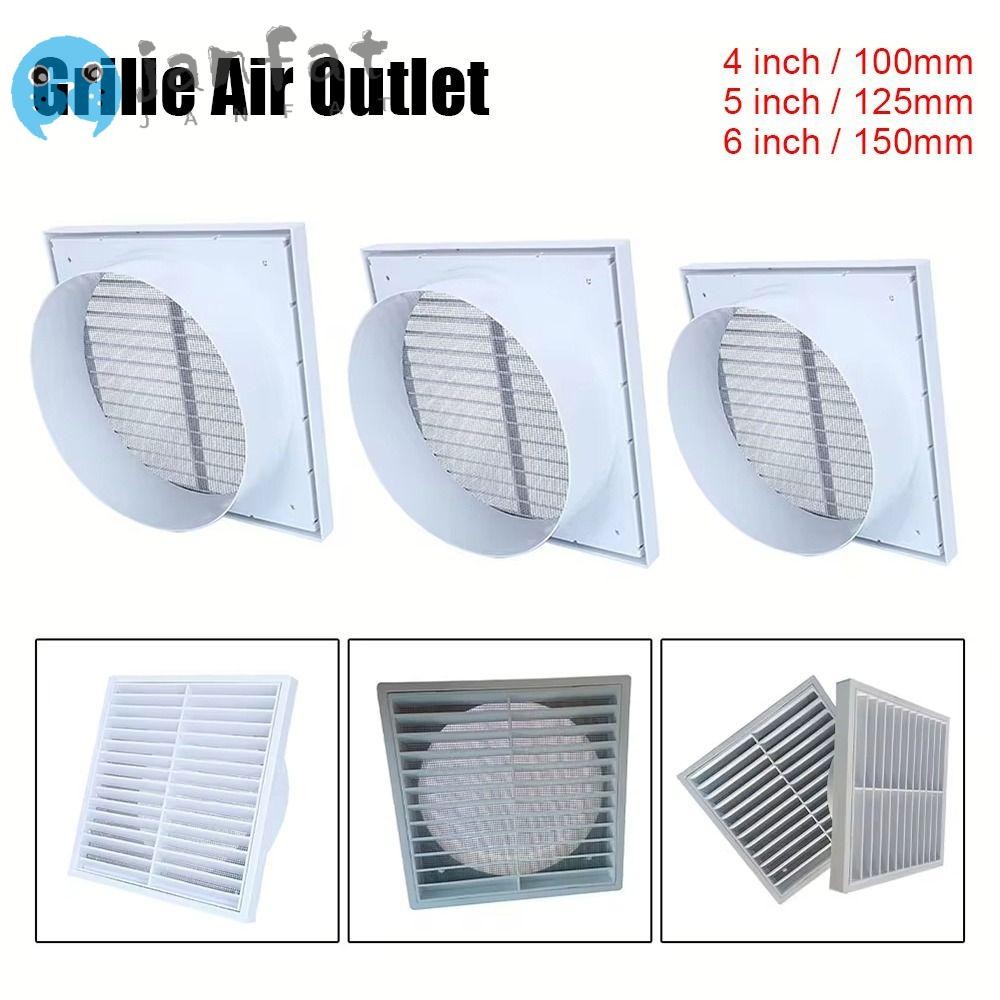 JANFAT 1 ชิ้น Fresh Air Exhaust Outlet, ตะแกรงเพดานผนังฝาครอบกระจังหน้า Air Outlet, ท่อระบายอากาศพลาสติกสีขาวเครื่องปรับอากาศ Outlet