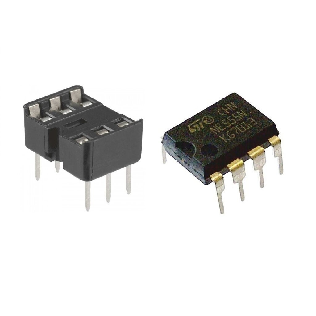 IC Timer 555 with Socket ไอซีเบอร์ 555 พร้อมฐาน