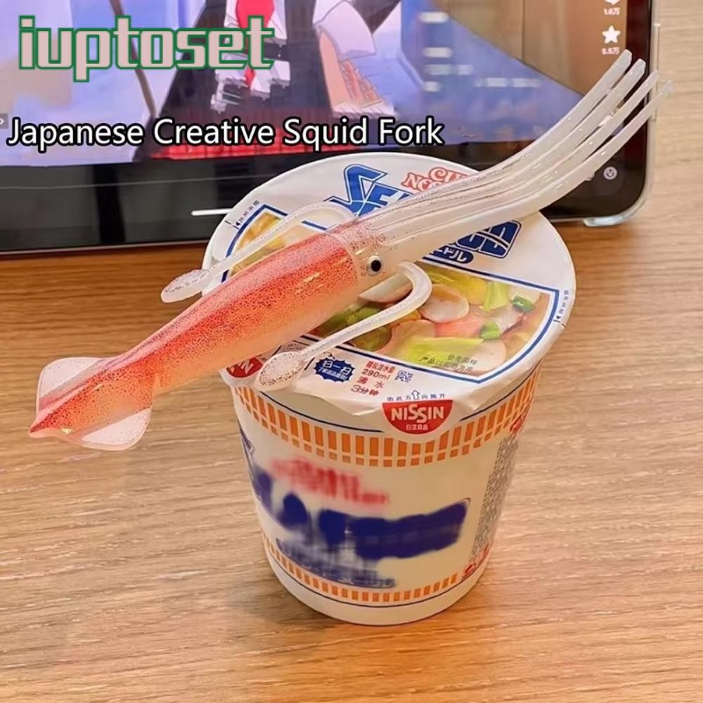 IUPTOSET Octopus Noodle Fork, 3-in-1 Squid-Shaped Food Picks,ตลกแบบพกพาเครื่องมือทําอาหารทนความร้อนเ