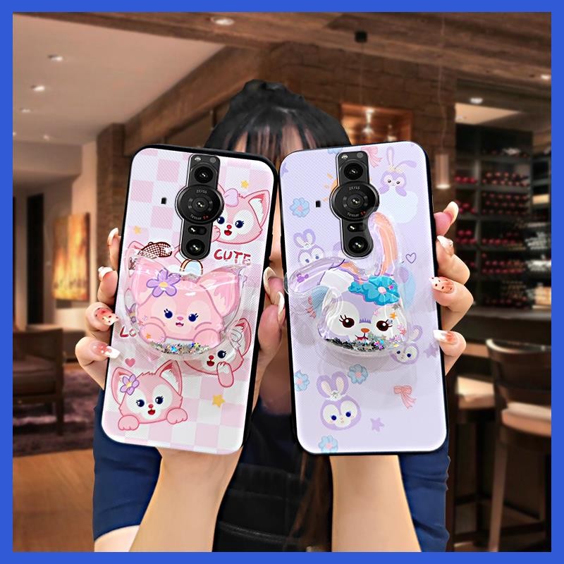 SONY น่ารักTPUเคสโทรศัพท์สําหรับSony Xperia Pro-Iทนทานเรียบง่ายปกหลังAnti-KNOCKโทรศัพท์เลนส์ป้องกันการ์ตูนสกปรกทนSandickstandนุ่มกรณีป้องกันGlitter