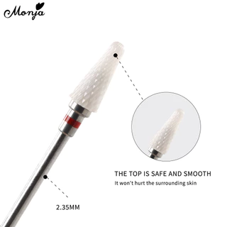 Monja หัวเจียรเซรามิคไฟฟ้า แบบเปลี่ยน สําหรับตกแต่งเล็บ Ceramic no heat hurt sanding drill bit tool