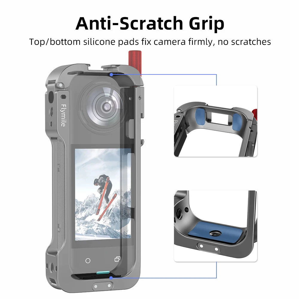 ฟลายไมล์ กรงโลหะสำหรับอุปกรณ์เสริมกล้อง Insta360 X5 เคสป้องกันอลูมิเนียม ฝาครอบเลนส์ซิลิโคน กรอบยูทิลิตี้หลายฟังก์ชัน thumbnail 9