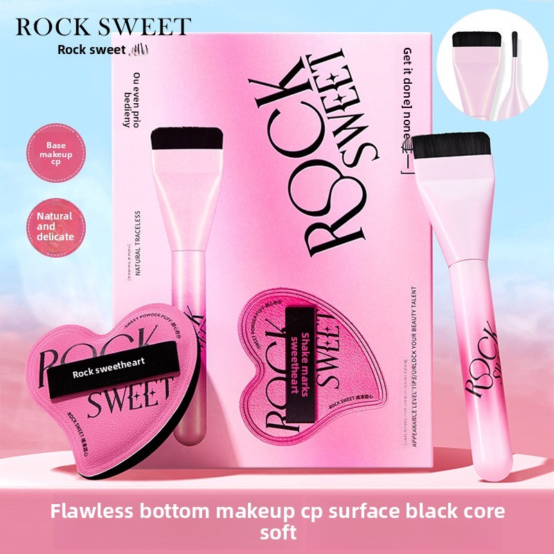 Rock Sweet Rock Sweet Foundation Brush ไม่มีแป้ง น้ําหนักเบา และเมคอัพฐานสแตนเลส CP