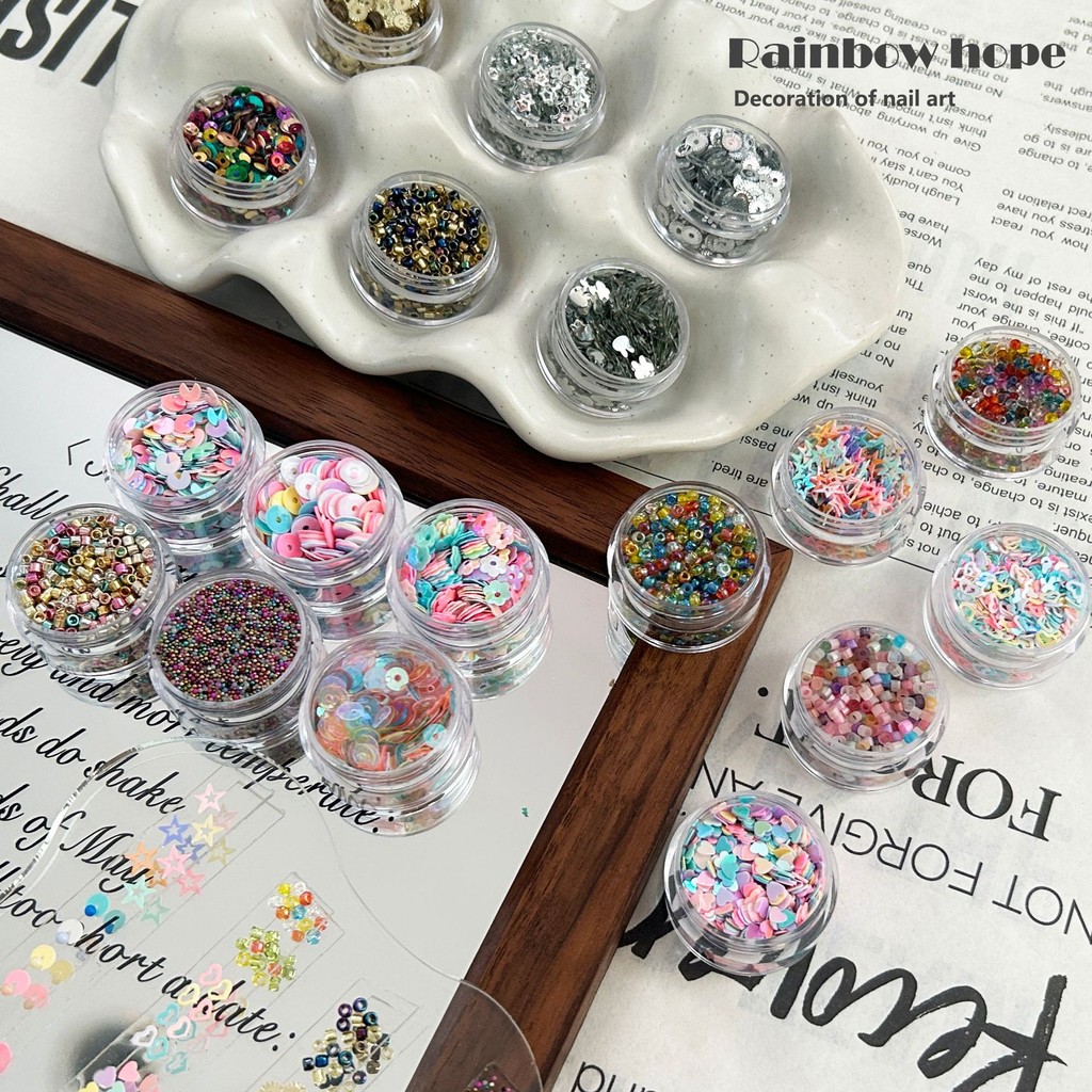 Ins Style Niche Style Unique Nails Material Beaded Nail Accessories Dopamine Color Wear Nail Mix Material