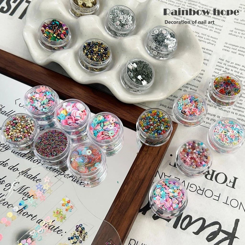 Ins Style Niche Style Unique Nails Material Beaded Nail Accessories Dopamine Color Wear Nail Mix Material