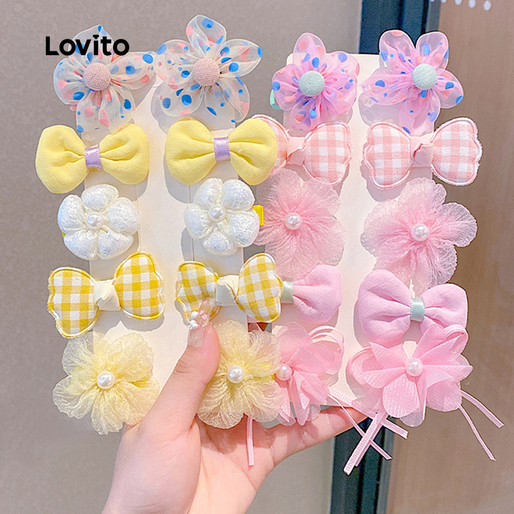 Lovito กิ๊บติดผมสีมาการองโบว์น่ารักสําหรับทารกและเด็ก LCS099113