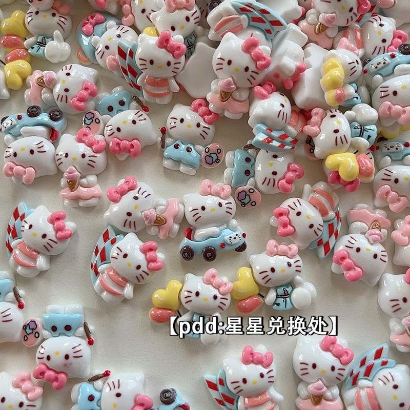[100 ชิ้นในสต็อก] เครื่องประดับเรซินแมวน่ารักเงา อุปกรณ์ DIY เคสโทรศัพท์ 3D เครื่องประดับกิ๊บติดผม วัสดุตกแต่งดอกไม้รองเท้า