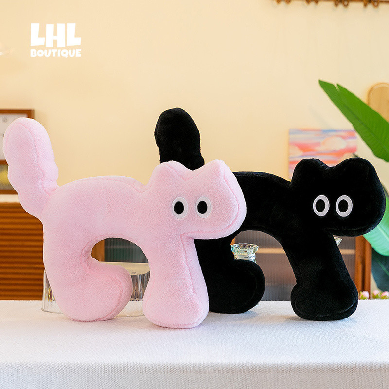 LHL BOUTIQUE หมอนรองคอลมแมวน่ารักนอนป้องกันคอรูปตัวยูโยนหมอนสาวโซฟาเบาะข้างเตียง