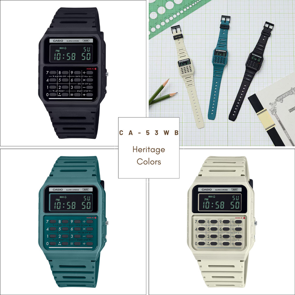 นาฬิกา เครื่องคิดเลขรุ่นใหม่ล่าสุด CASIO CA-53WB Series Casio Standard นาฬิกาข้อมือผู้ชาย สายเรซิ่น 