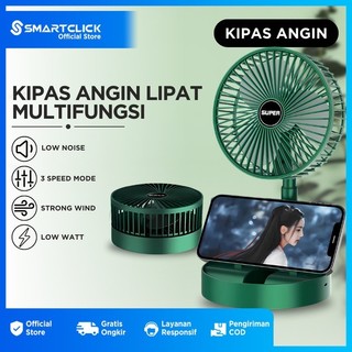 Kipas Angin Lipat Portable Meja USB Charger Putar 180° Mini Fan Desktop Folding Fan 3 Speed