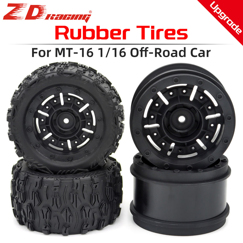 ZD Racing Rubber Tires 12mm Hex Wheel and Tires for RC 1/16 MT-16 12mm Hex Car