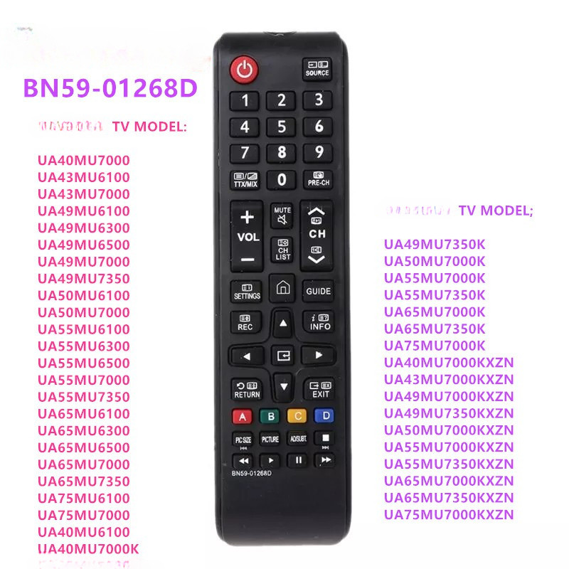 BN59-01268D รีโมทคอนโทรลเหมาะสําหรับ Samsung สมาร์ททีวี UA40MU7000 UA43MU6100 UA43MU7000 UA49MU6100 