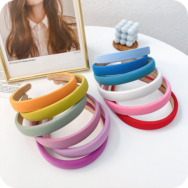 ที่คาดผมฟองน้ําสีลูกกวาดสไตล์หวาน ของผู้หญิง สีทึบยางรัดผมปีกกว้างเครื่องประดับผม - รูปที่ 3