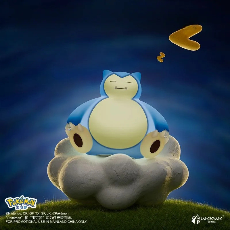 ของแท้ Pokemon Snorlax ท่านั่ง Patting โคมไฟเครื่องประดับ Usb ชาร์จ Night Light ห้องนอน Night Light ของเล่นของขวัญ