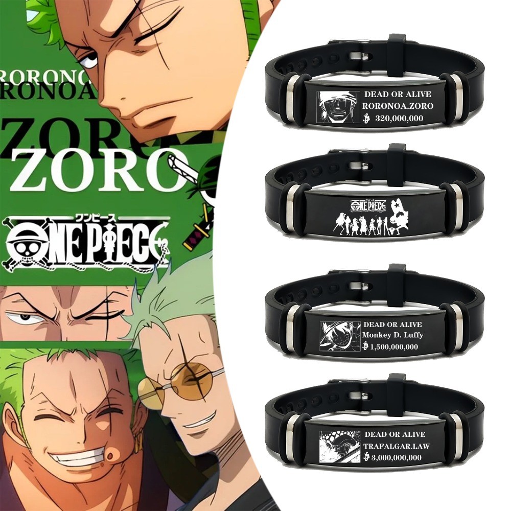 อะนิเมะสร้อยข้อมือ One Piece Luffy Zoro Nami กฎหมาย Sanji Bounty Wanted Circular กําไลฮาโลวีน Man ผู้หญิงคอสเพลย์ Prop อุปกรณ์เสริมของขวัญ