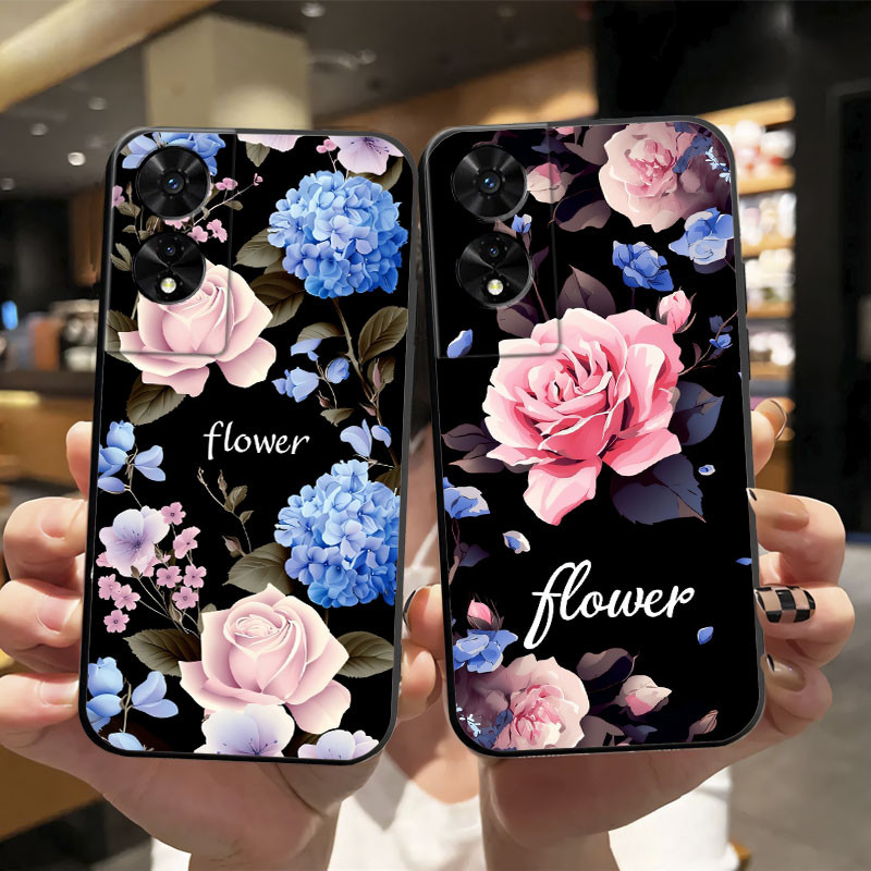 TCL หรูหราดอกไม้หินอ่อนปลอกสําหรับ ทีซีแอล 505 502 501 กรณีซิลิโคนอ่อนนุ่มกันกระแทกสีดําปกคลุมสําหรั