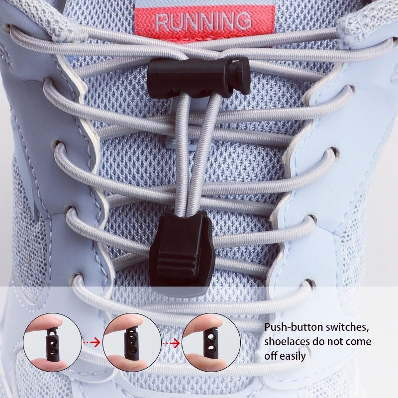 Solid Elastic รองเท้า Laces รองเท้าผ้าใบเทนนิสล็อค Shoelaces ไม่มี Ties ผู้ใหญ่เด็กรอบเชือกผูกรองเท้ายางสําหรับรองเท้า Accesories