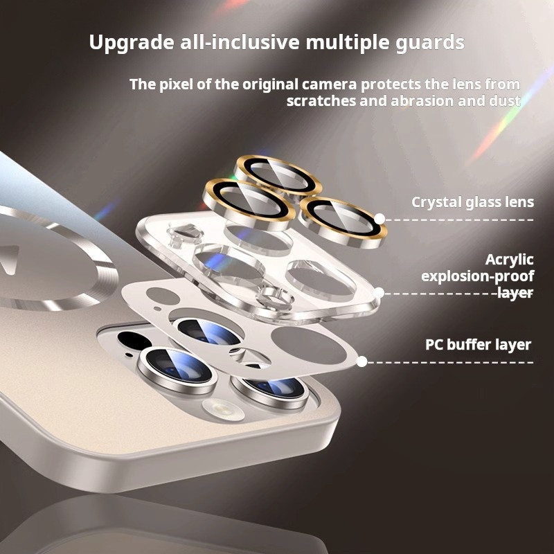 Desert gold AG Frosted Glass เคสโทรศัพท์แม่เหล็กสําหรับ iPhone 16 Pro Max 15 14 13 12 11 Pro Max Plus กล้องเต็มเลนส์ป้องกันกรณีกันกระแทก Matte Hard ฝาหลัง - รูปที่ 5